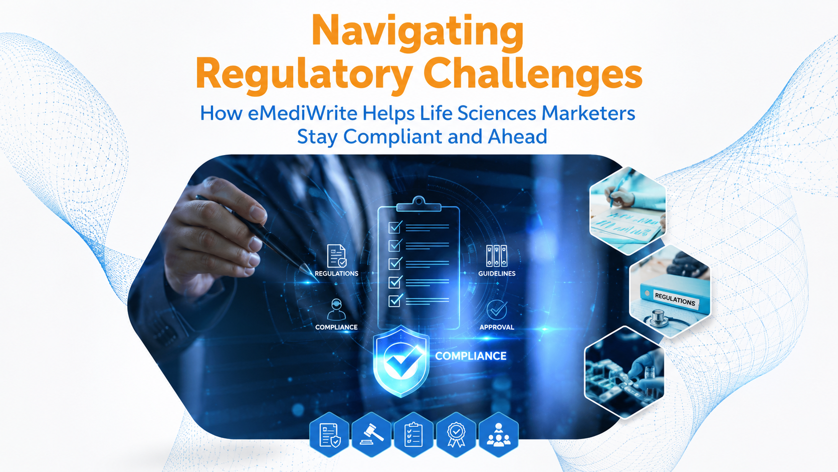 Digital compliance interface showing how life sciences marketers navigate regulatory challenges and stay compliant in pharmaceutical marketing.