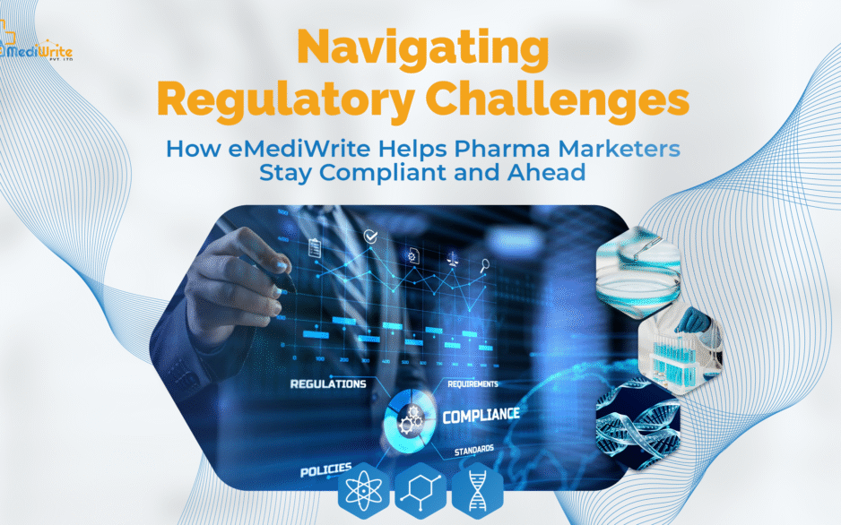emediwriteblogimage-4 Businessperson reviewing digital compliance dashboard for pharma marketing regulatory challenges.